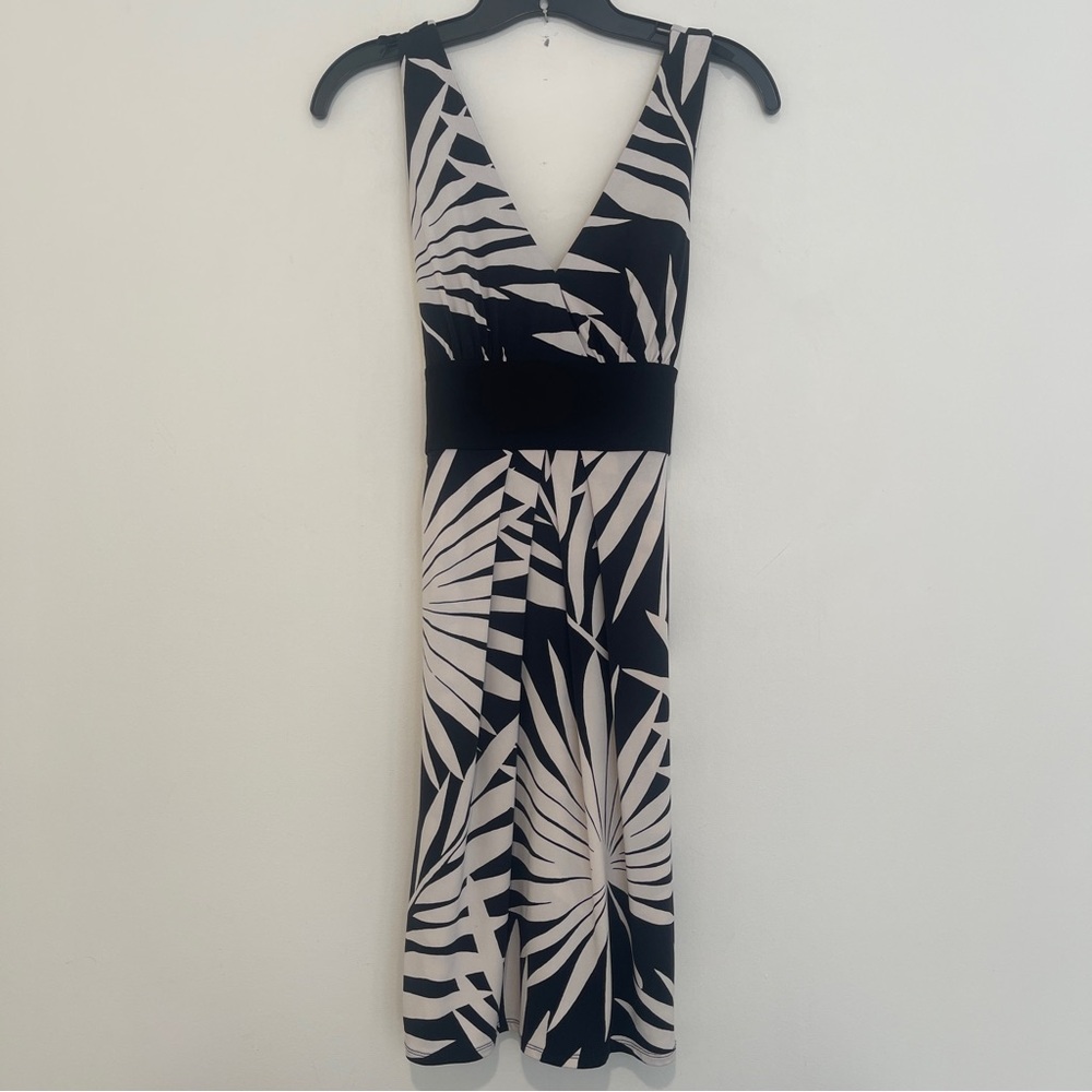 Max & Cleo Black and White Palm Print Dress
